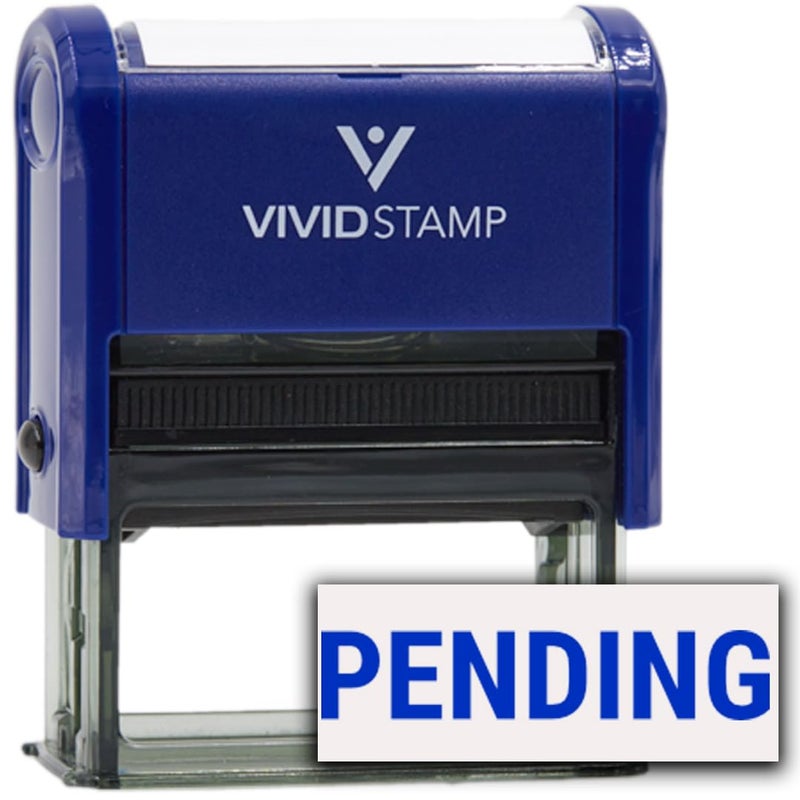 Vivid Stamp Pending Self Inking Rubber Stamp (Blue Ink) - Medium - Image 1